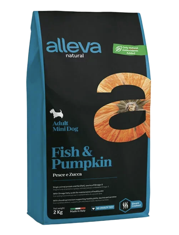 Alleva Корм для взрослых собак Аллева Натурал с рыбой и тыквой. Мини 2 кг 8002754002097