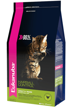 EUKANUBA Сухой корм для кошек с курицей вывод шерсти 400 гр 4607065373931