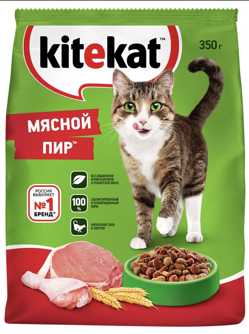 Сухой корм для кошек мясной пир 350гр