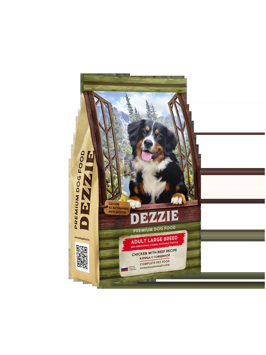 Сухой корм для собак крупных пород, курица с говядиной-15кг