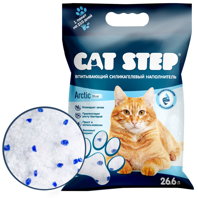 Cat step Cat Step Кэт Степ Arctic Blue Наполнитель силикагелевый 26,6л*12,25кг