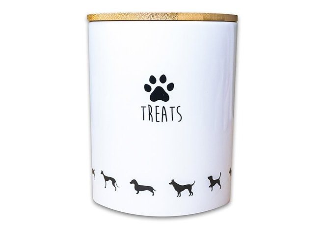 КерамикАрт TREATS Бокс керамический для хранения лакомств для собак, белый, 1300мл