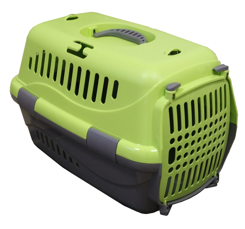Переноска пластиковая  Турне  с пластиковой дверцей, 48х32х32 см, цвет зеленый