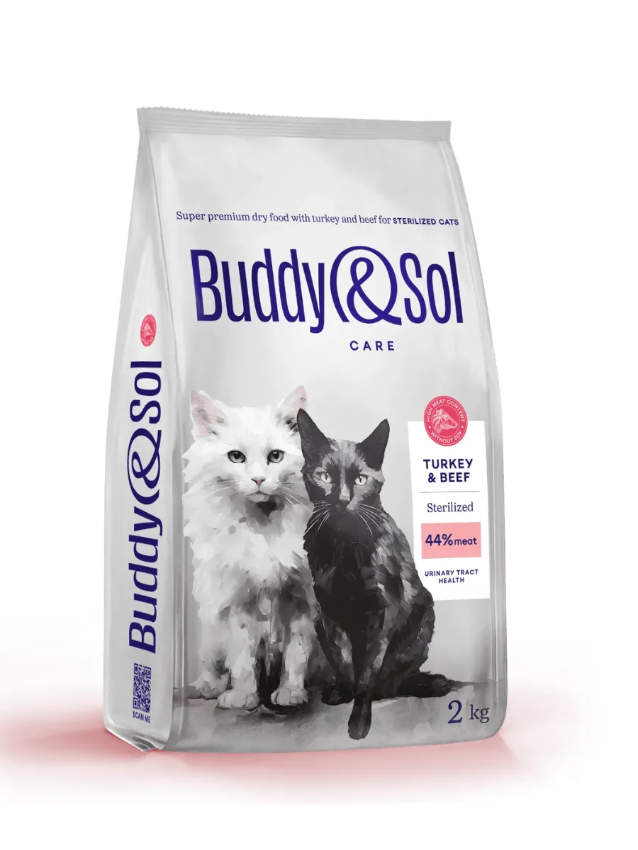 Buddy&Sol Care Сухой корм с индейкой и говядиной для стерилизованных кошек 2кг
