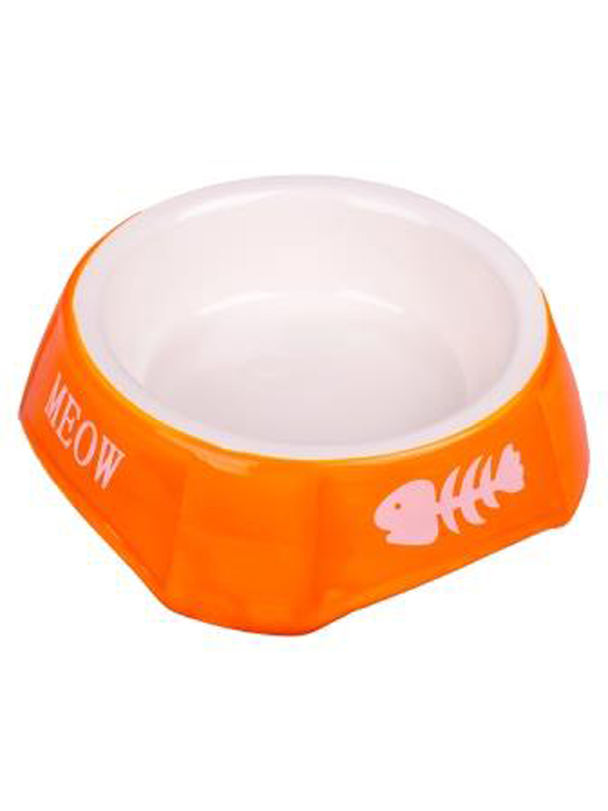 Миска Mr.Kranch керамическая для кошек 140 мл оранжевая с рыбками