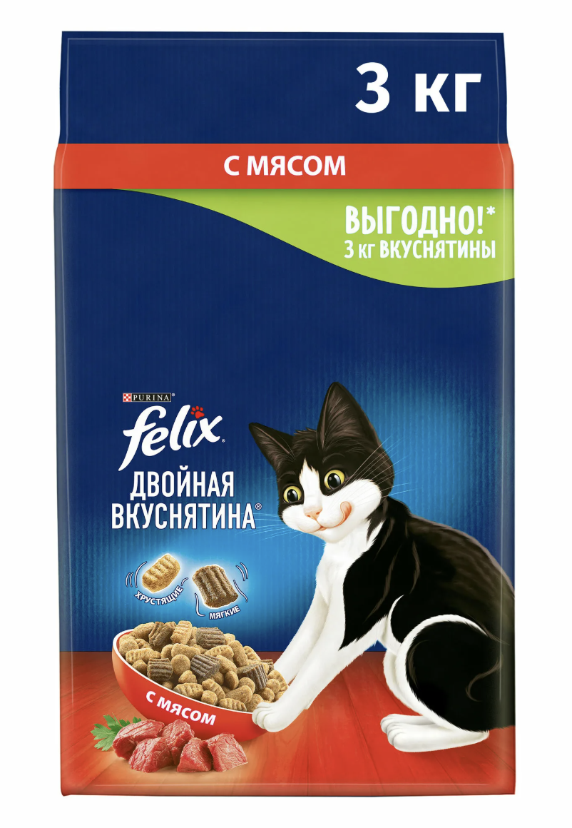 FELIX Сухой корм для кошек с мясом, 3кг