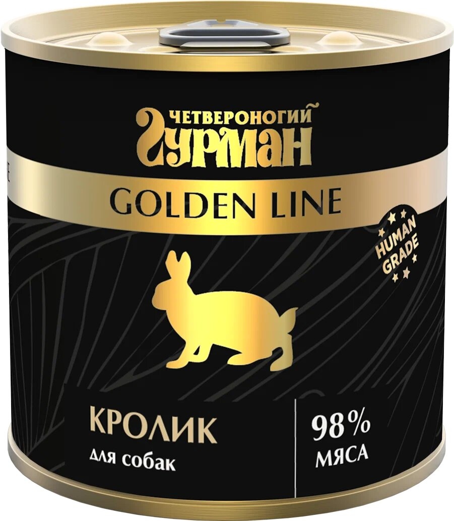 Четвероногий Гурман Корм влажный для собак "Golden line Кролик", 240г