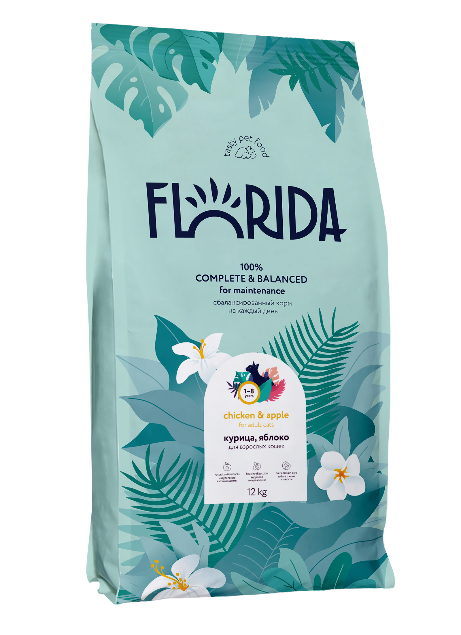 FLORIDA. Корм для кошек с курицей и яблоком 12 кг 4673725854621 (не заказывать на склад!!!!)