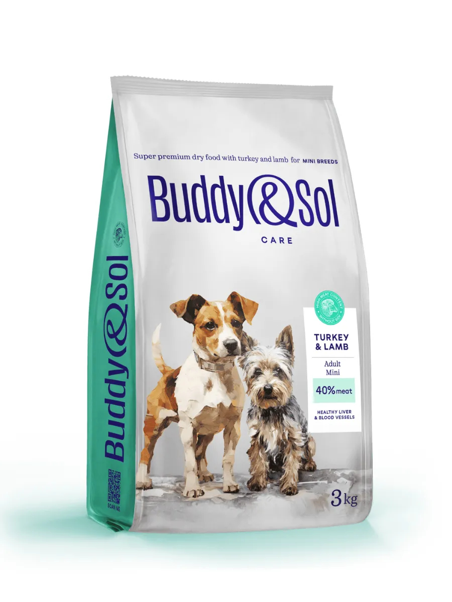 Buddy&Sol Care Сухой корм с индейкой и ягненком для собак мелких пород 3кг
