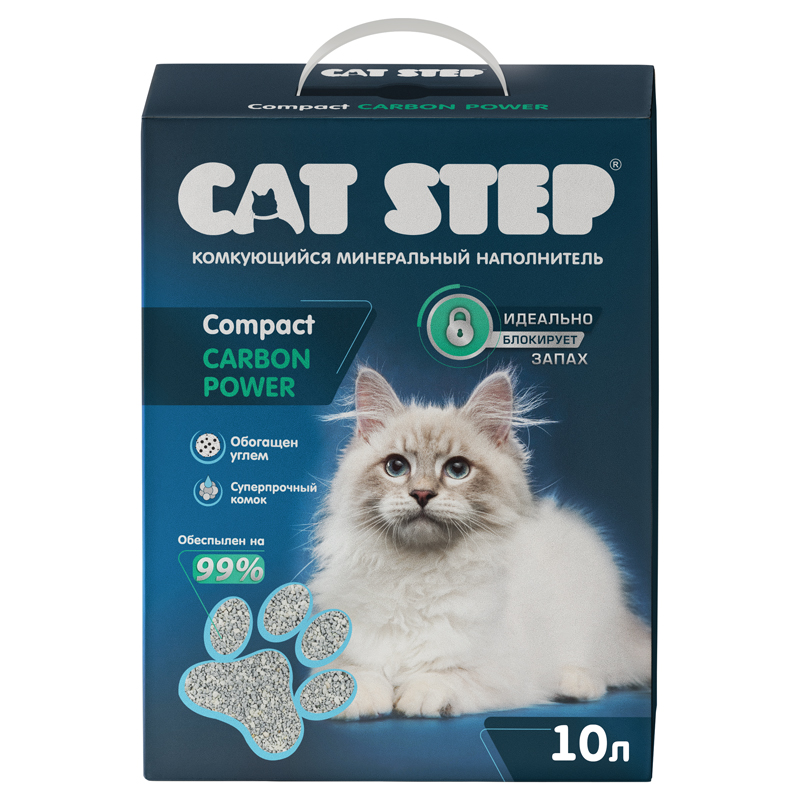 Cat step Наполнитель комкующийся Compact Carbon Power, 10 л