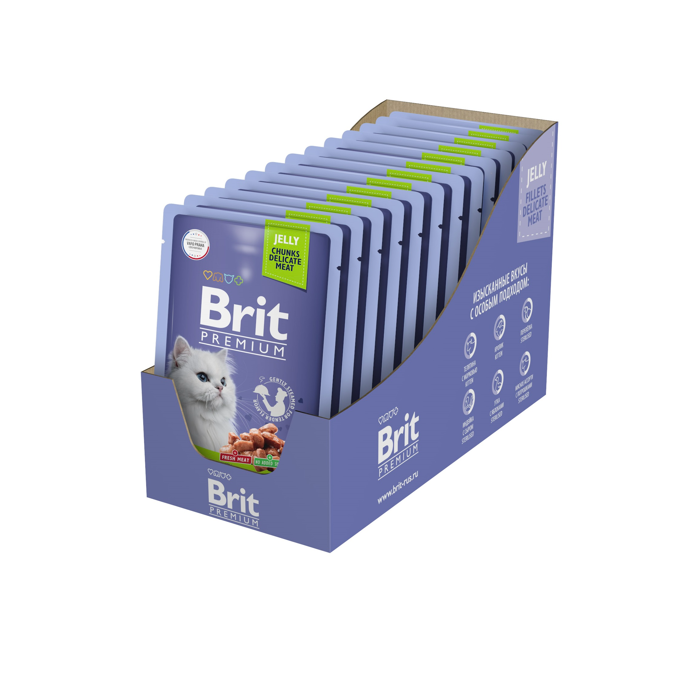 Brit Premium паучи для взрослых кошек с ягненком в желе - 85 г х 14 шт