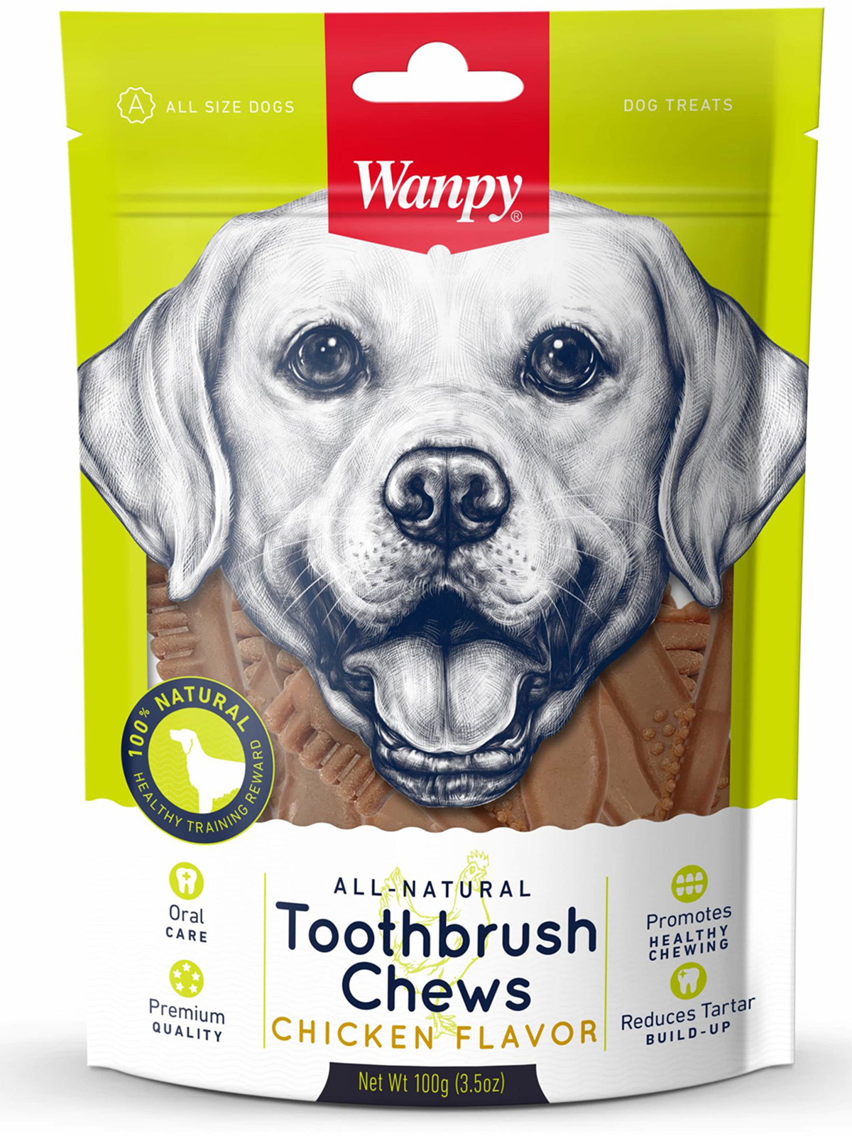 Wanpy Dog Лакомство для собак "Зубные щетки со вкусом курицы" 100 г