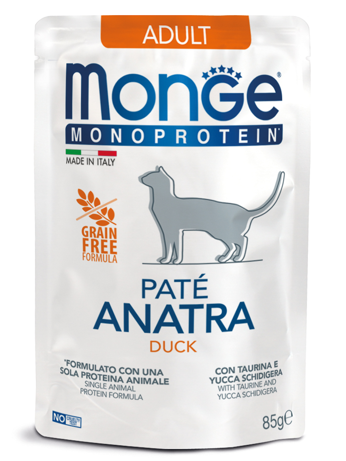 Monge Cat Monoprotein Влажный корм для взрослых кошек, из утки,  85 г