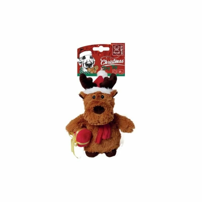 MPets RUDOLPH Игрушка мягкая для собак Новогодний олень с пищалкой, 20 см