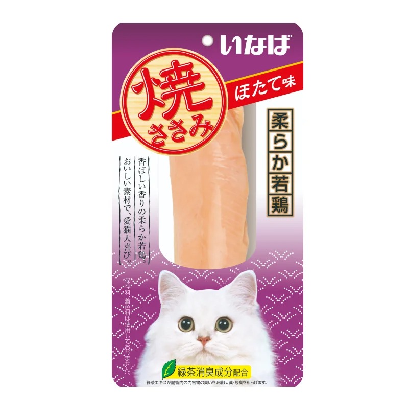 INABA CIAO Yaki Sasami Лакомство для кошек куриное филе со вкусом морского гребешка 26г