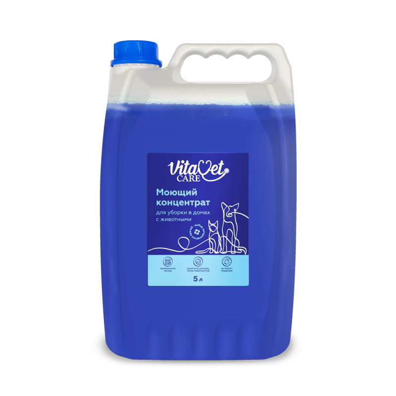 Моющий концентрат VitaVet CARE для уборки в домах с животными, 5 л 4607809019927