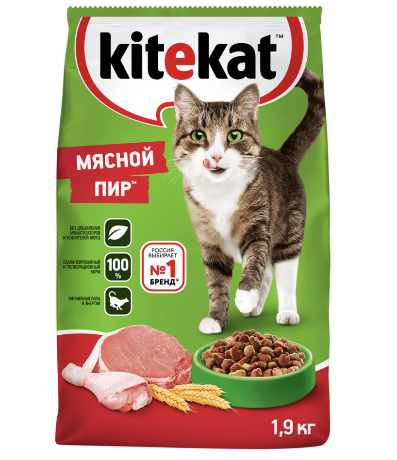 Сухой корм для кошек мясной пир 1,9кг