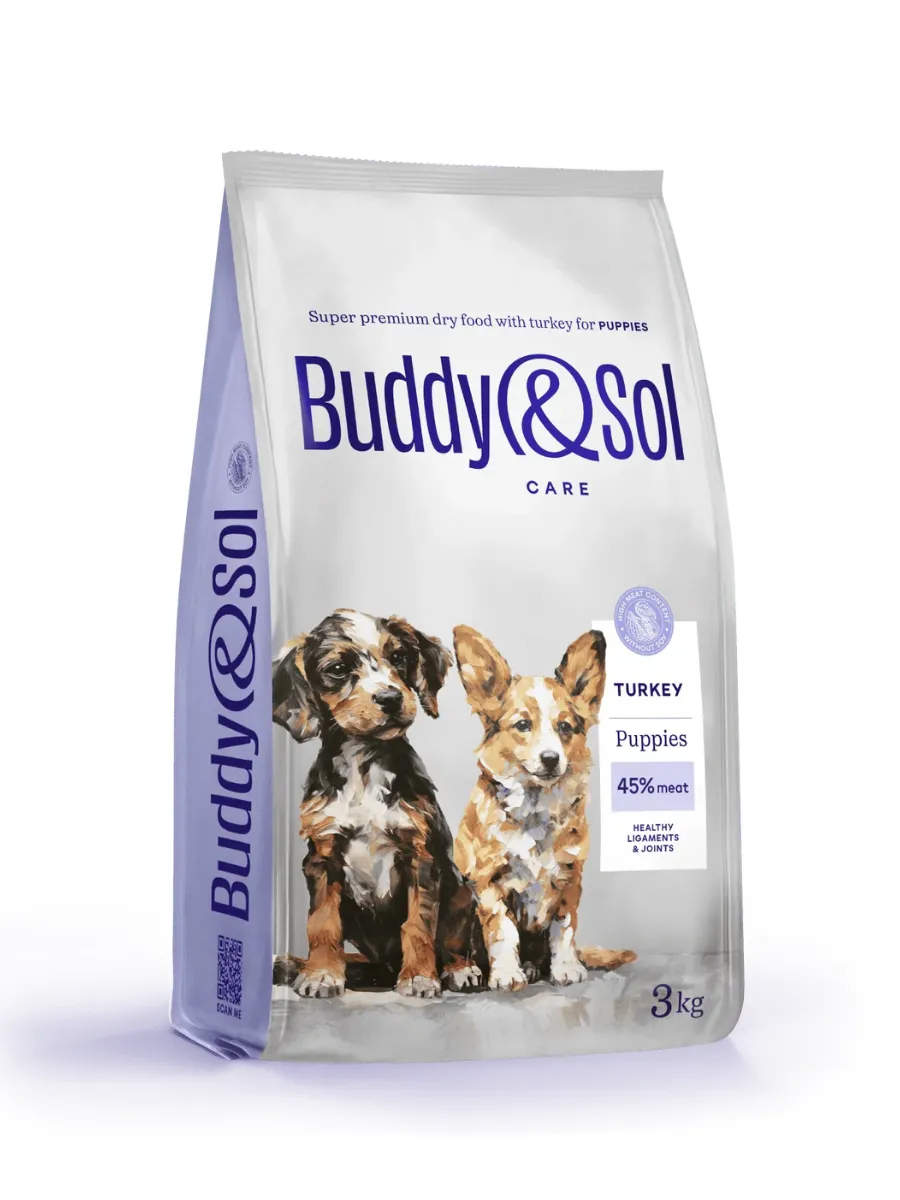 Buddy&Sol Care Сухой корм с индейкой для щенков всех пород 3кг