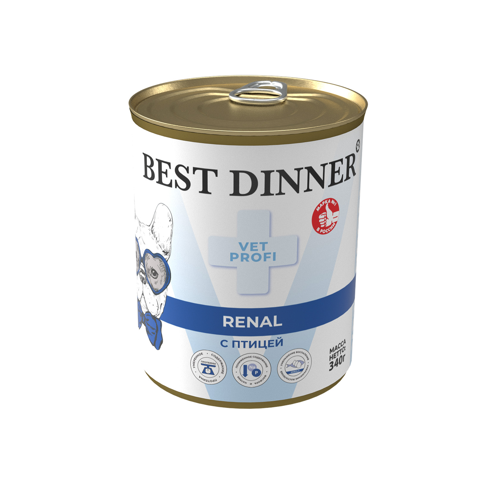 Best Dinner Вет Профи для собак - Конс BD Renal с птицей Влажный диетический корм для собак 340 гр