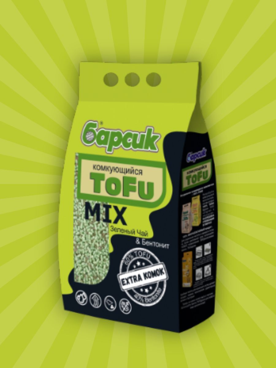 Барсик Наполнитель TOFU MIX Зел.чай,бент. 4,54л