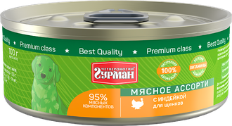 Четвероногий Гурман Корм влажный для щенков "Мясное ассорти с индейкой", 100г