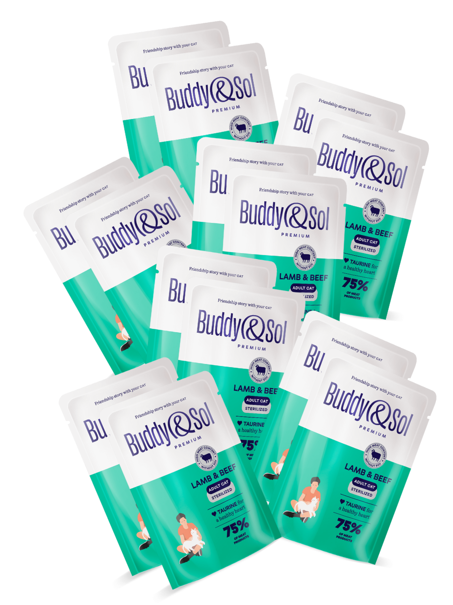 Buddy&Sol Влажный корм для стерил. кошек с ягненком в соусе 85г-14 шт