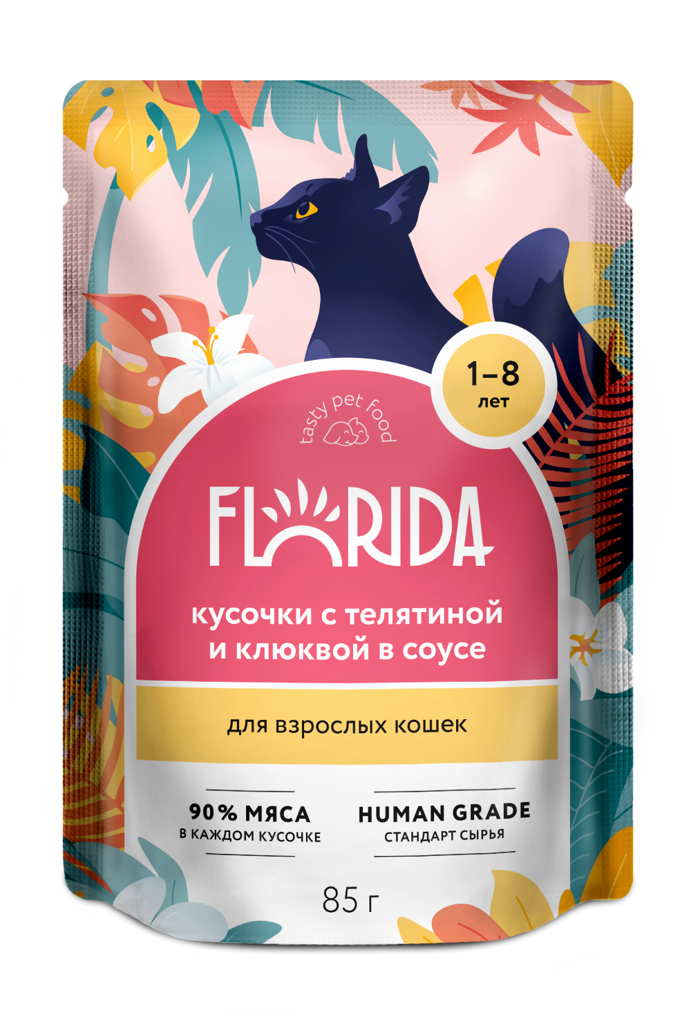 Florida Влажный корм взрослых кошек, с телятиной в соусе, 85г - 1шт