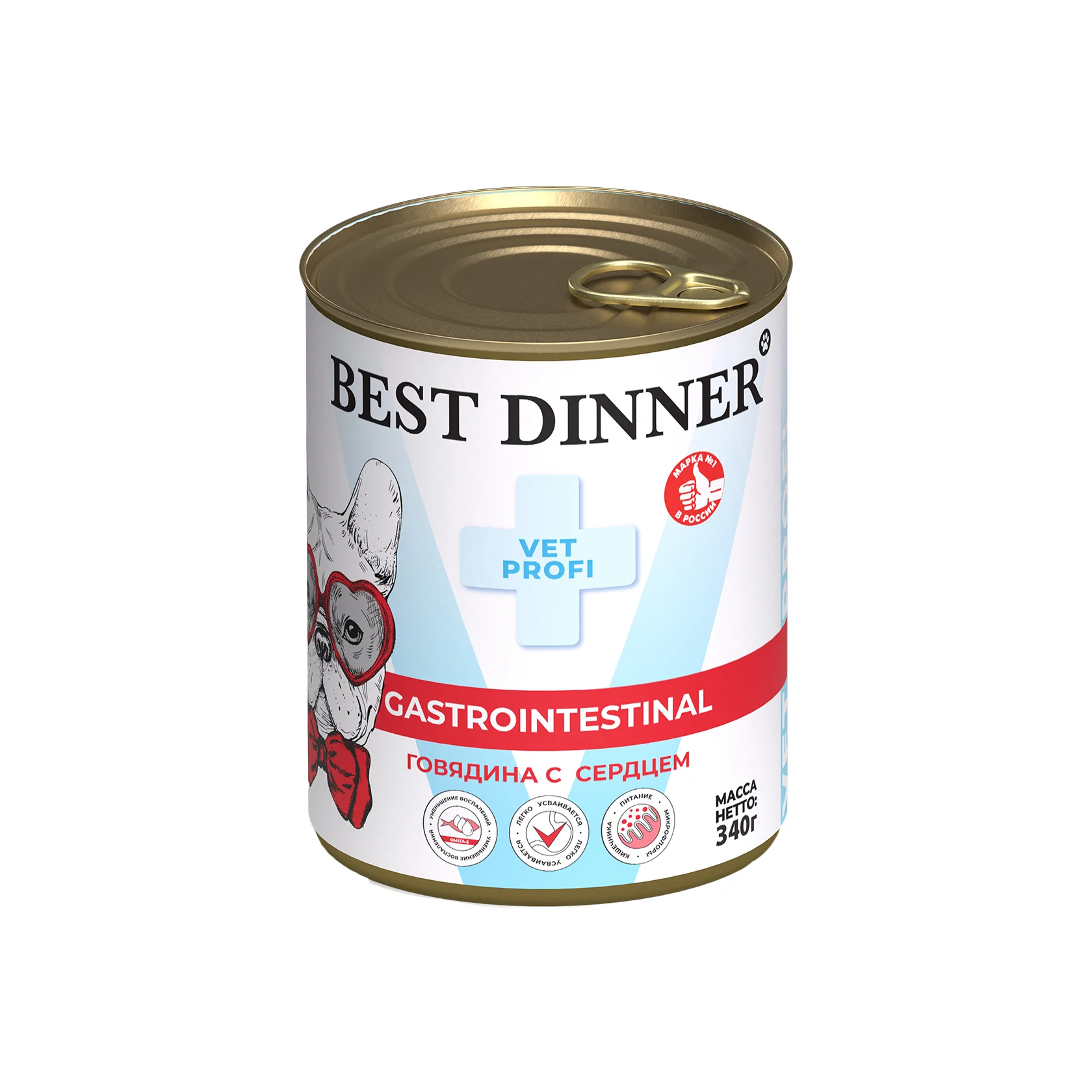 Влажный корм Best Dinner GastroIntestinal Vet Profi (Бест Диннер) для собак и щенков с 6 месяцев с чувствительным пищеварением с говядиной и сердцем 340г