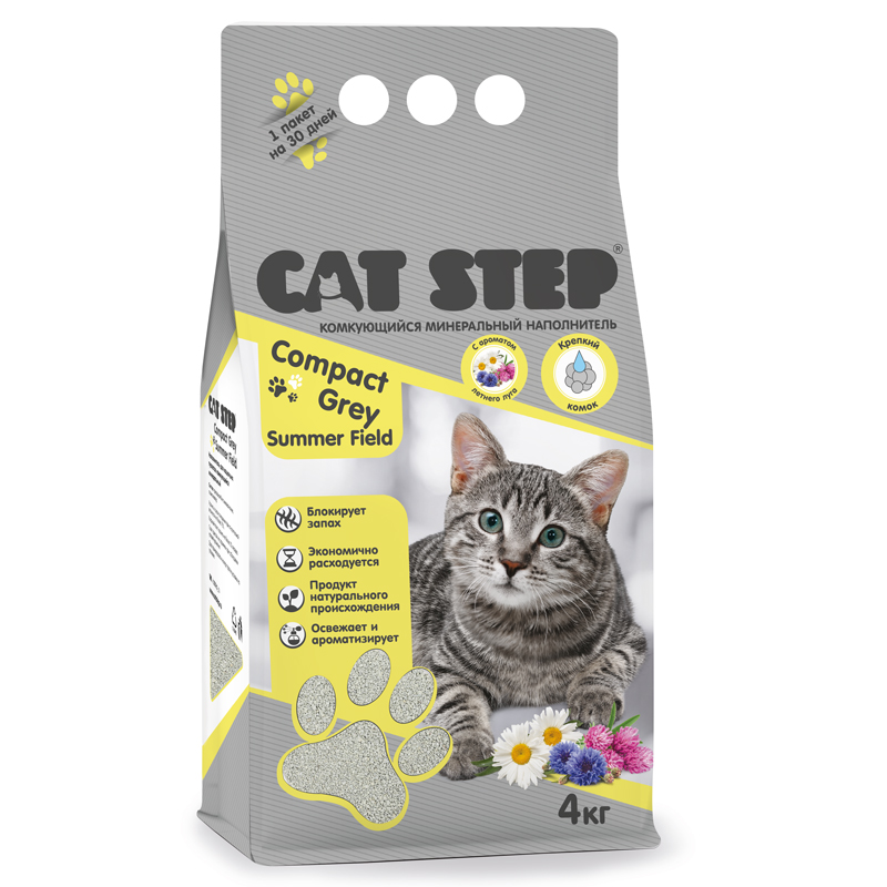 CAT STEP Grey Summer Field Наполнитель комкующийся 4кг