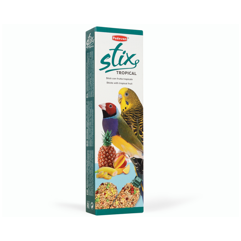 Padovan Stix tropical Лакомство палочки с тропическими фруктами для волнистых попугаев и экзотических птиц, 80 г