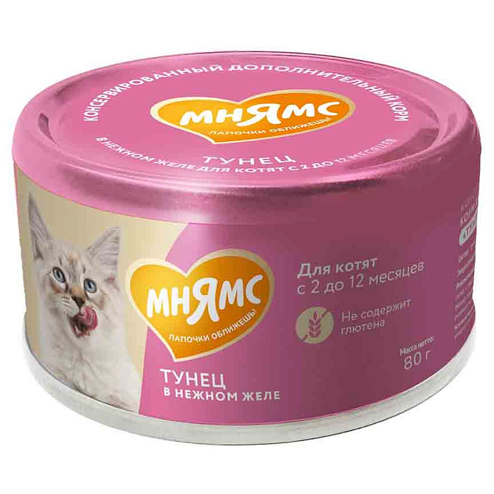 Мнямс Влажный корм для котят тунец в нежном желе 80гр* 24шт