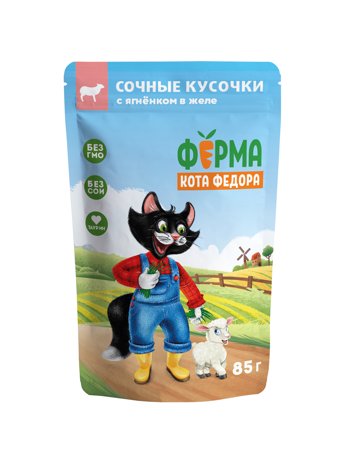 Ферма кота Фёдора Влажный корм  в желе для кошек, с ягненком, 85г