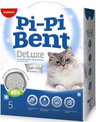 Лидинг Pi-Pi-Bent DeLuxe Magic white Наполнитель комкующийся 5л 4630001801366
