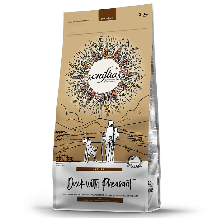 CRAFTIA Сухой корм  для взрослых собак средних и крупных пород из утки с фазаном 2 кг 7640335420949