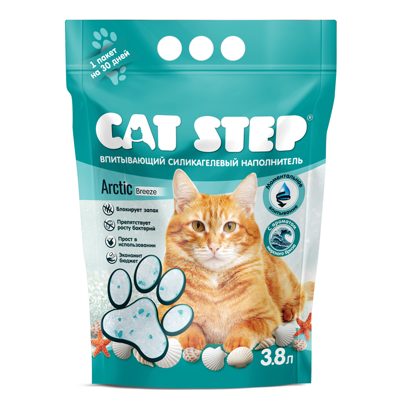 CAT STEP  Arctic Breeze Наполнитель силикагелевый 3,8л-1,67кг