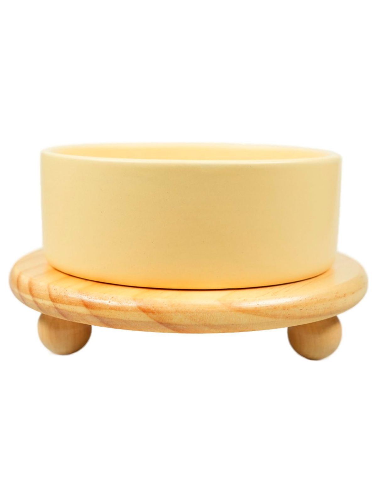 Миска Mr.Kranch Bamboo керамическая желтая на бамбуковой подставке 850 мл