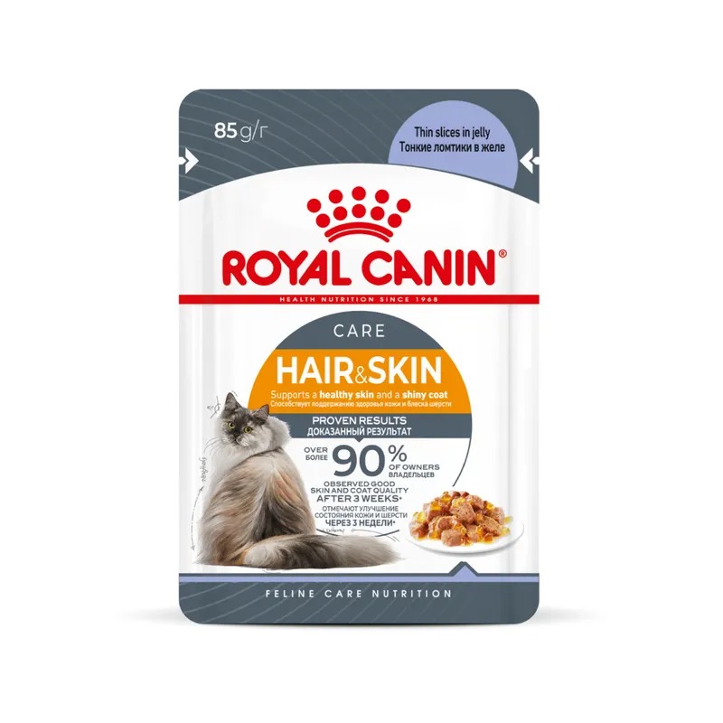 ROYAL CANIN Паучи для кошек "Royal Canin Hair&Skin" (Роял Канин) здоровье кожи и шерсти в желе 1шт-85гр 4627180245166