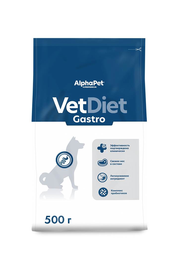 AlphaPet VetDiet Gastro (АльфаПет Гастро) Сухой корм для собак при расстройствах пищeварения 500 г
