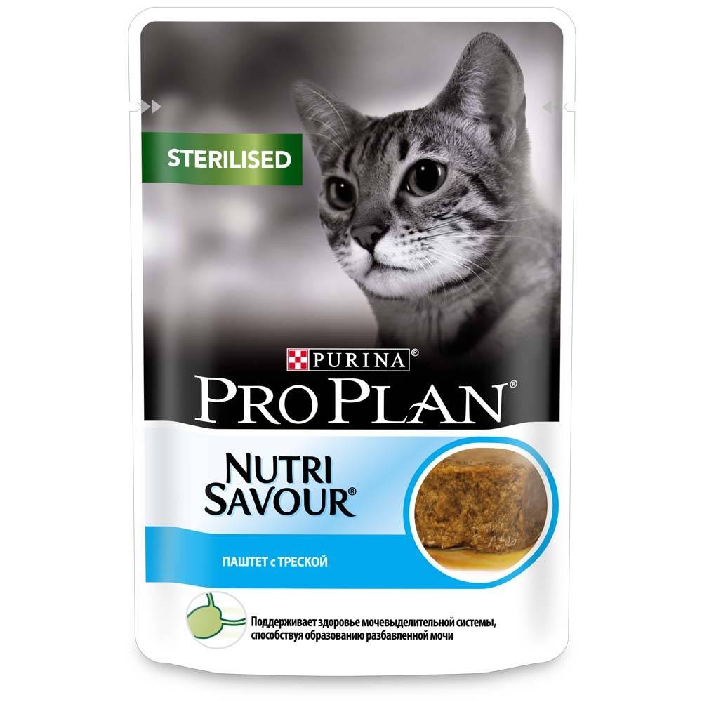 PRO PLAN STERILISED Влажный корм для стерилизованных кошек, с рыбой паштет, 75г