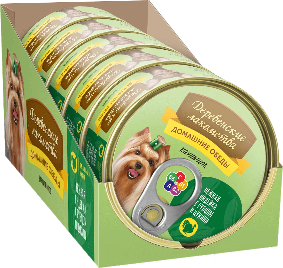 Деревенские лакомства влажный корм для мелких собак нежная индейка с рубцом и цукини 100гр- 5 шт 2039873768128