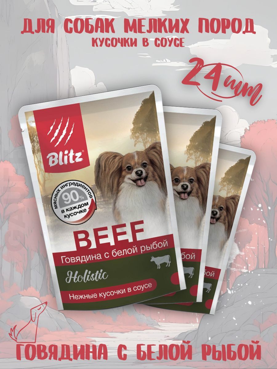 BLITZ Соус для собак мелких пород, с говядиной и белой рыбой, 1шт-85гр 4627079681785