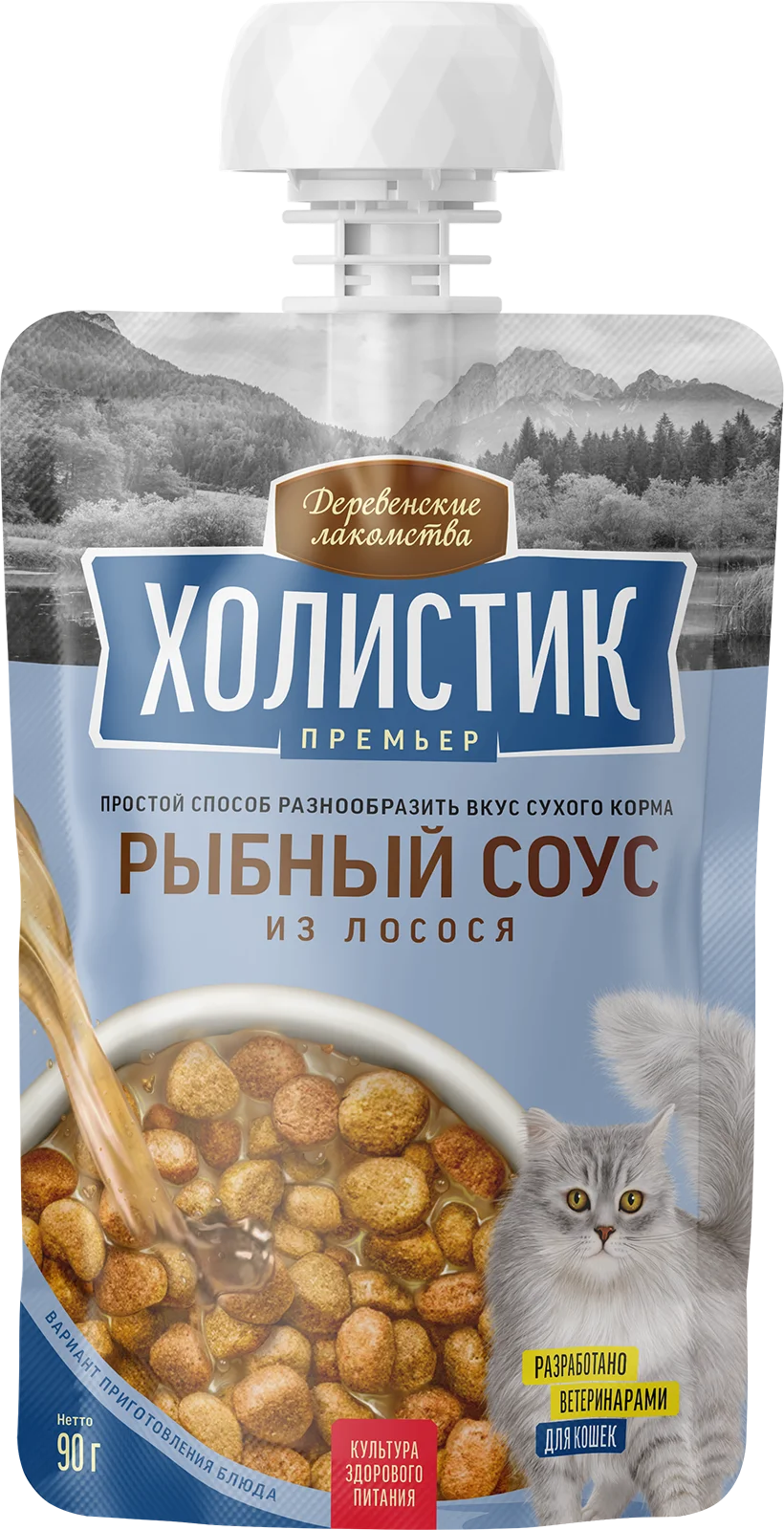 Деревенские лакомства Холистик Премьер для кошек рыбный бульон из Лосося 90г 6927749842248
