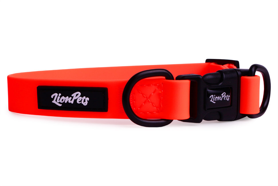 Ошейник из биотана LionPets с пластиковой пряжкой LPO-00530-4 (Оранжевый) (Размер XL обхват шеи 40-65 см, ширина 2,5 см)