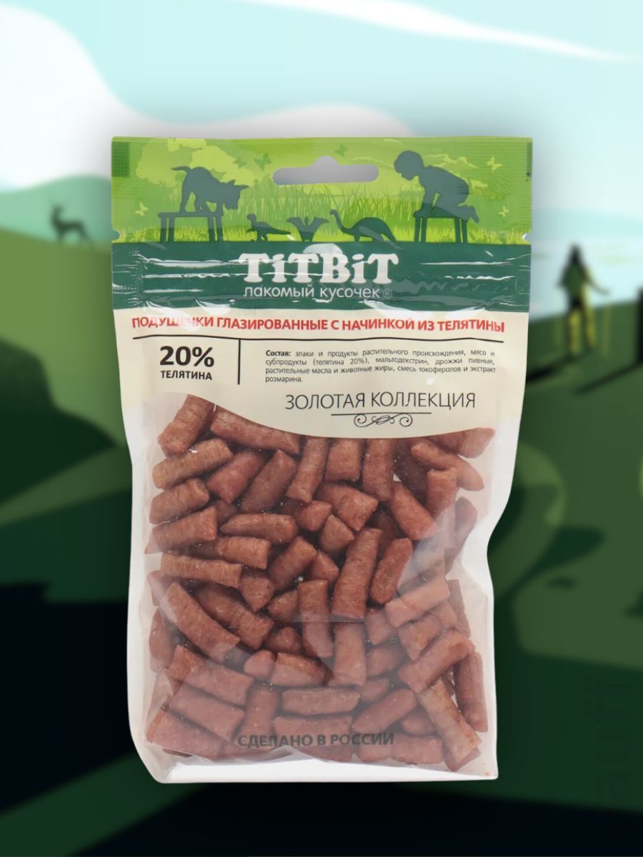 TiTBiT Лакомство Подушечки с начинкой из телятины для собак 100 гр 4690538018750