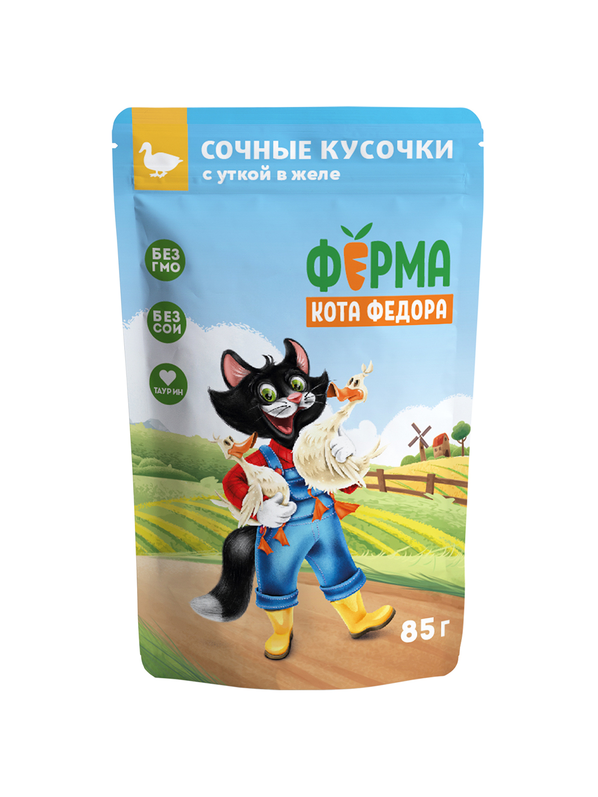 Ферма кота Фёдора Влажный корм  в желе для кошек, с уткой, 85г
