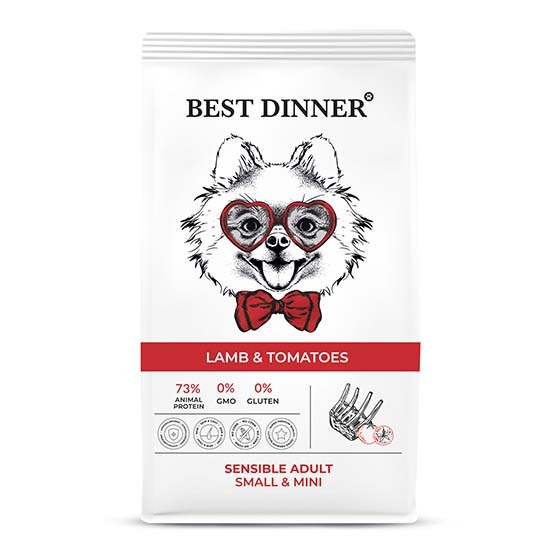 Бест Dinner Эдалт Мини Ягненок с томатами (сухой корм д/собак) - 1,5 кг