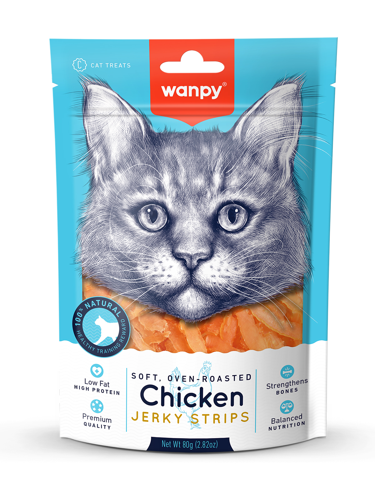 Wanpy Cat Лакомство для кошек «мягкая вяленая соломка» из курицы 80 г