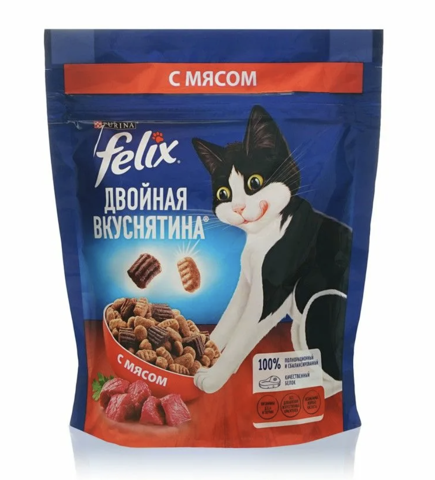 Felix Сухой корм для кошек с мясом, 600гр