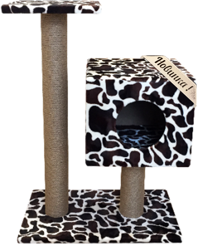 Когтеточка Кубизм №4, (дом на подставке, 2 когтеточки, лежак), джут, 35*30*85 см Rich Breed (PerseiLine)