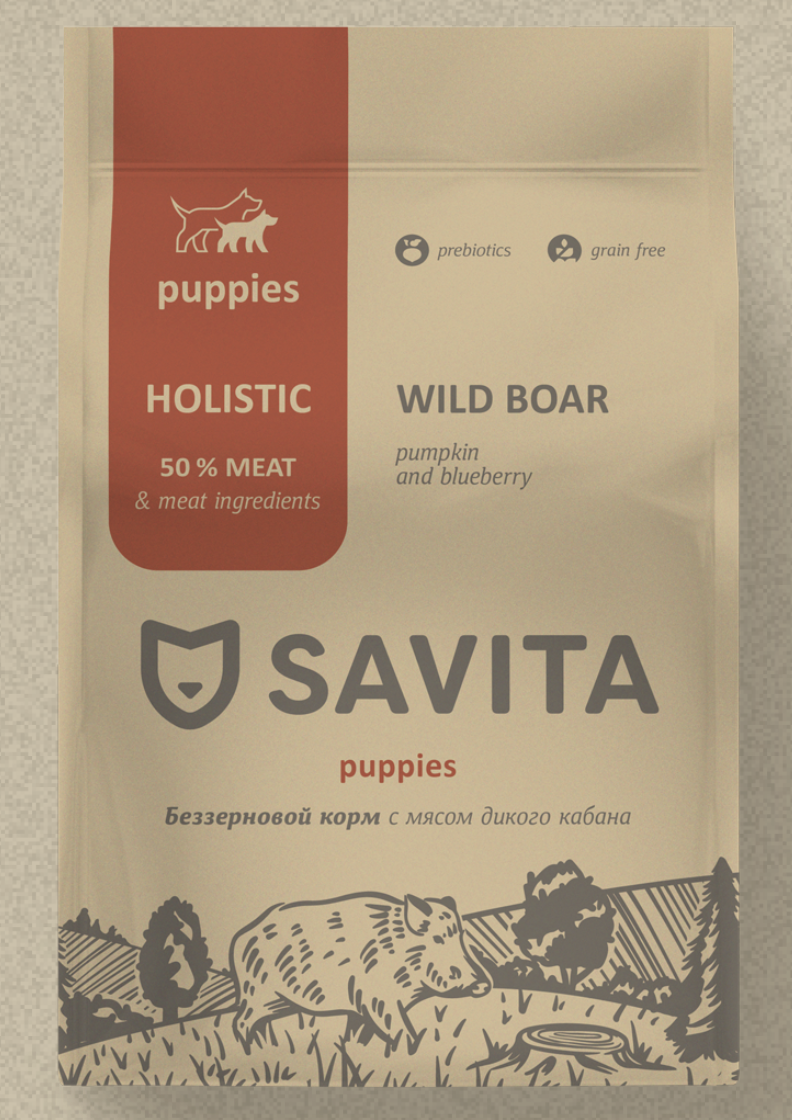 Savita Сухой корм для щенков с мясом дикого кабана 4 кг 4640201671003 4673725855482